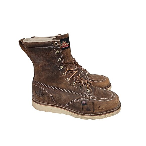 Thorogood Men's 8" Wedge Sole Soft Toe Work Boot (U.S.A.) 814-4178 Brown 12D - Picture 2 of 7